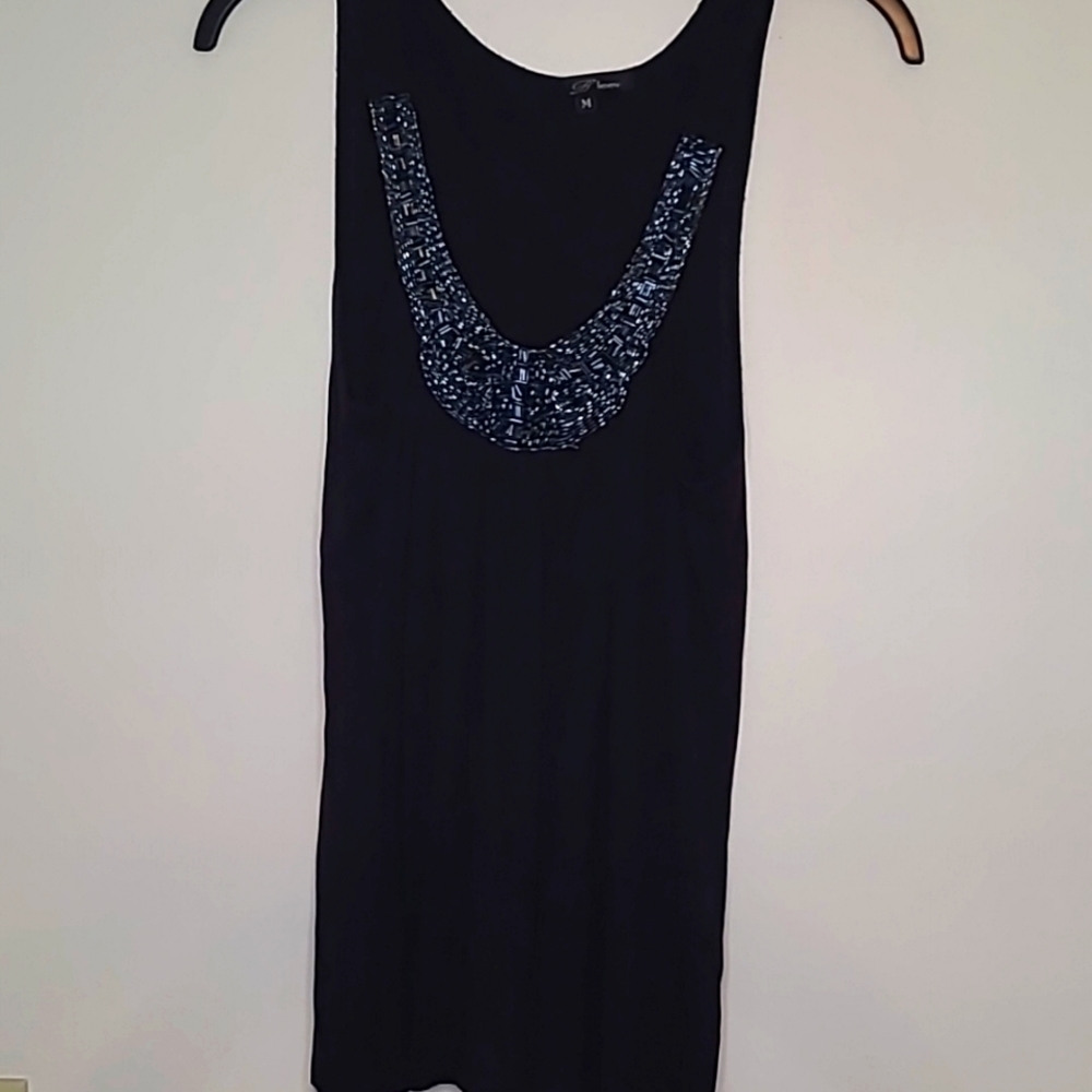 B'leev black bead embellished tank top M